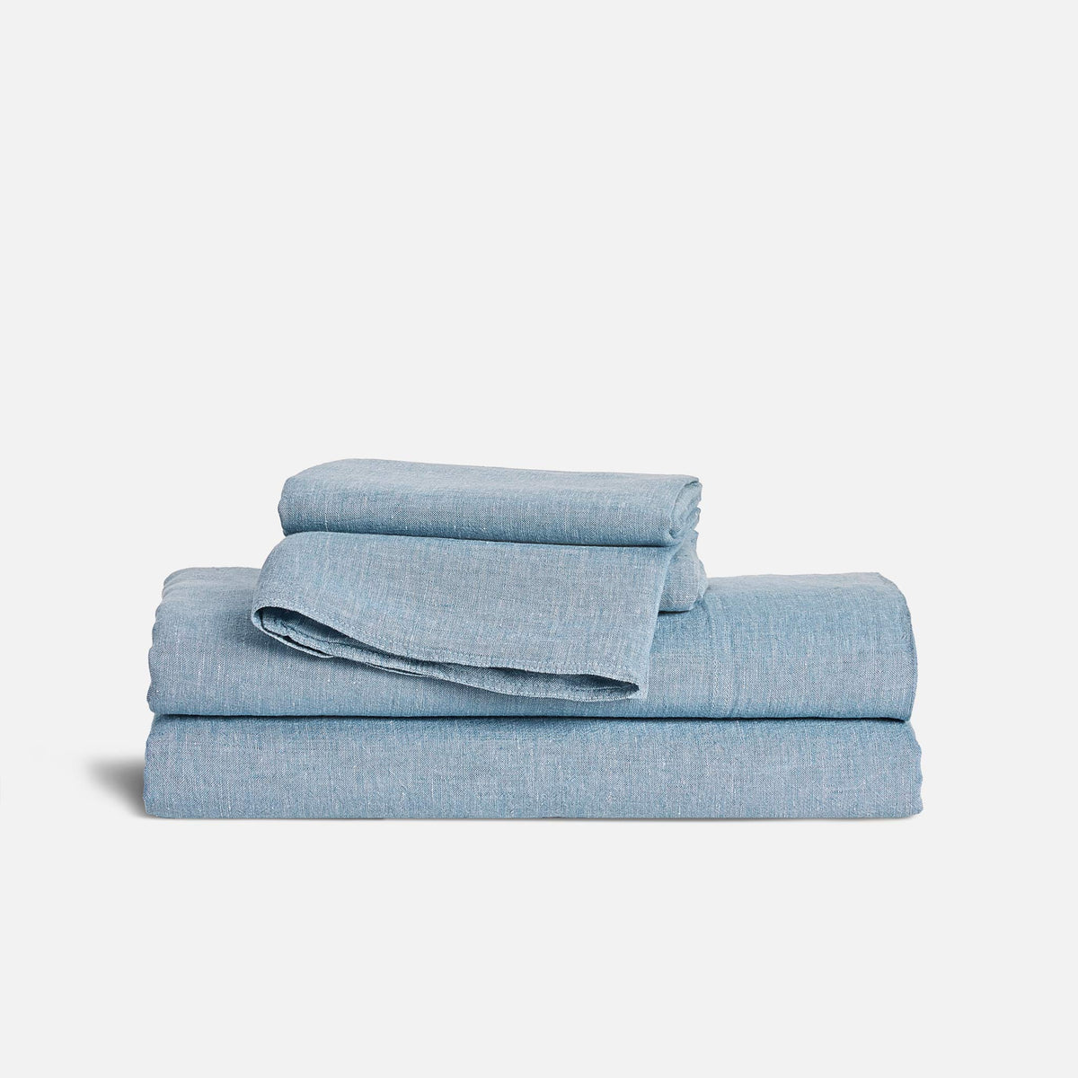 Washed European Linen Core Sheet Set - Storm Chambray / Full